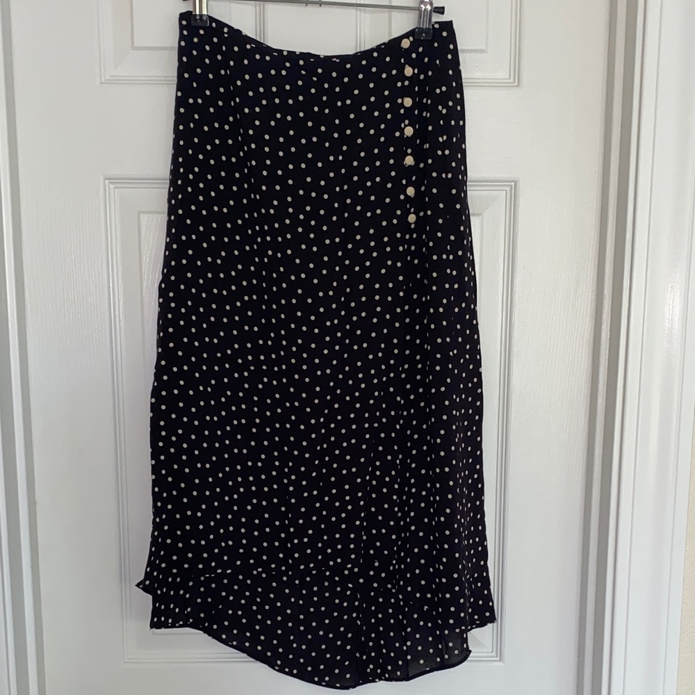 INTERMIX Casey Black & White Polka Dot Skirt 0